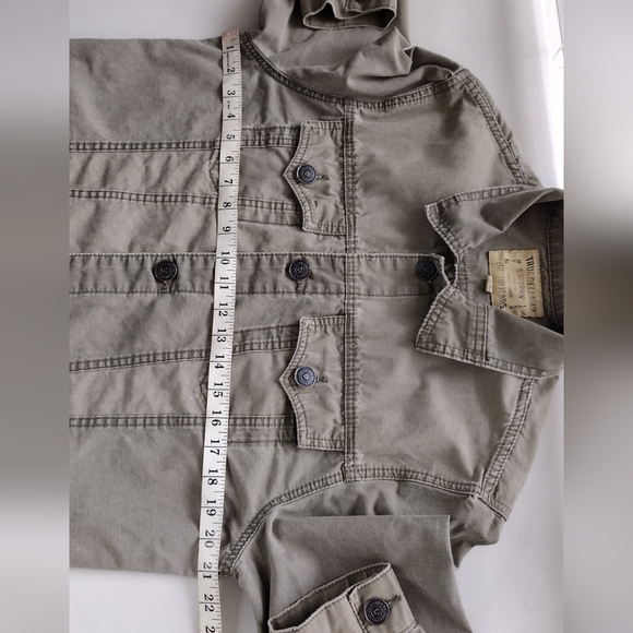 True Religion Jimmy Military Green Y2K Button Down Long Sleeve Jacket Size M - Picture 14 of 15